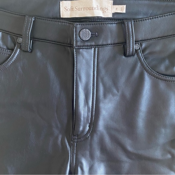 Soft Surroundings Black Faux High Rise Leather Skinny Pant Womens 16 - Picture 4 of 5